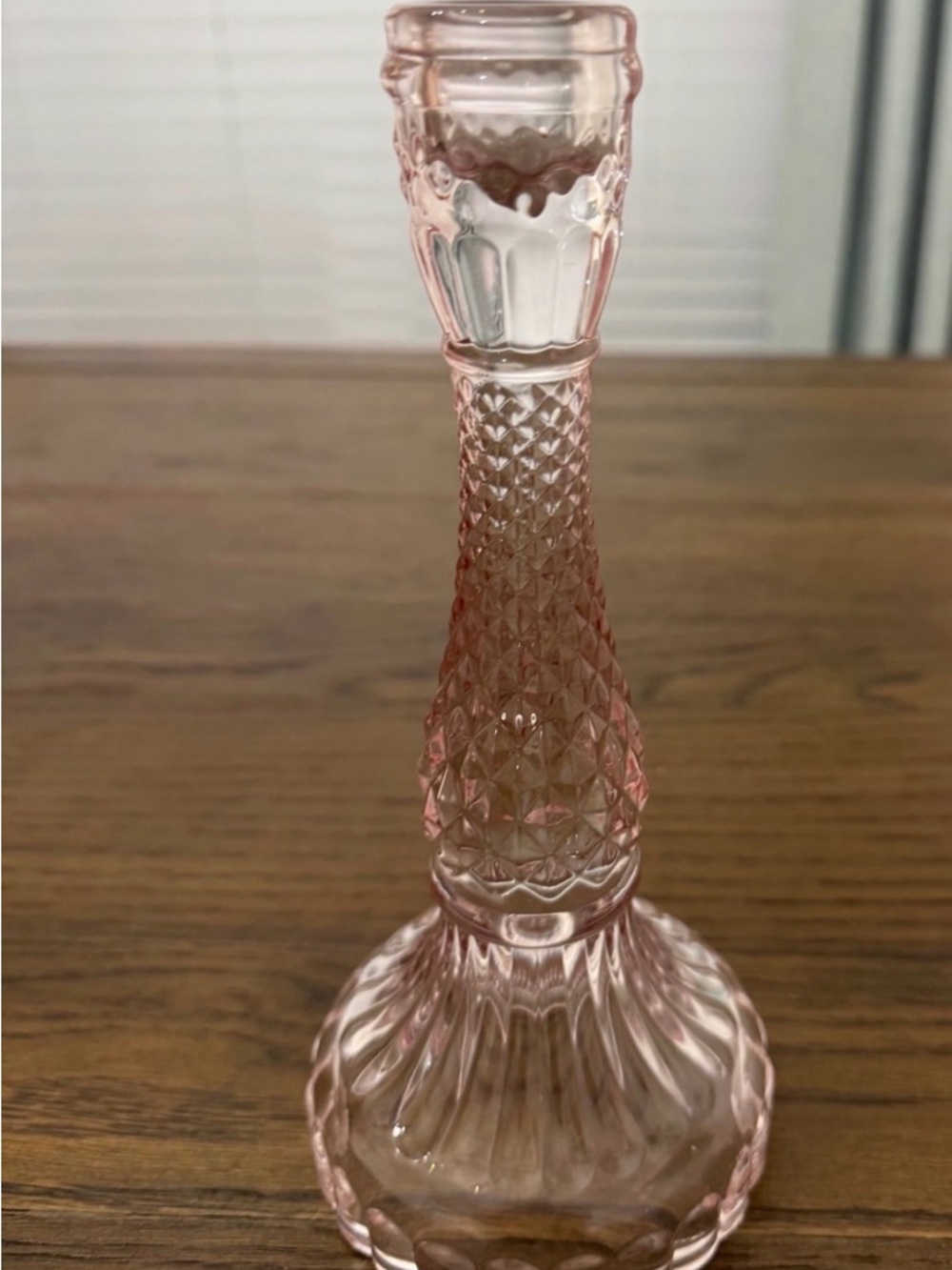 Home Accents Pink Pressed Glass Candlestick Holder